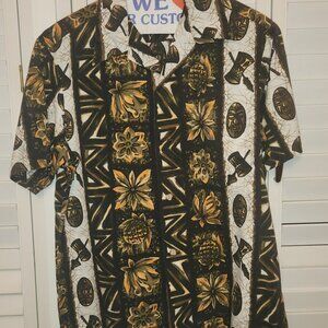 UI-MAIKAI BUTTON DOWN SHORT SLEEVE POLYNESIAN  HAWAIIAN SHIRT SIZE M